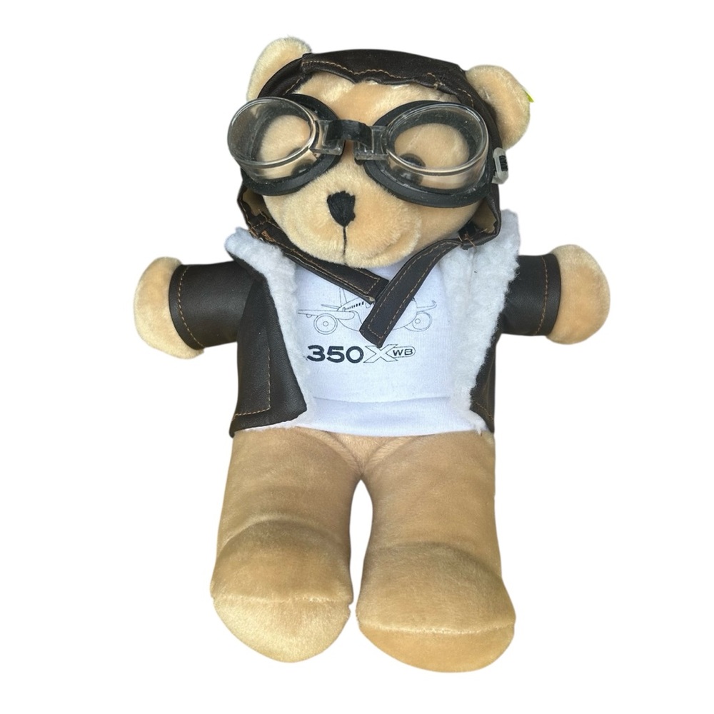 New Hawker Pilot Aviator A350 Xwb plush Bear Doll 11” China Airlines Souvenir